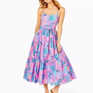 Lilly Pulitzer Edith Midi Dress Size 6 Splendor In The Sand